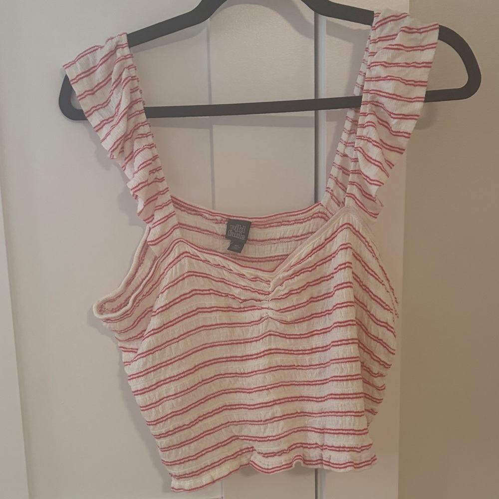 Wild Fable Red and White Striped Crop Top